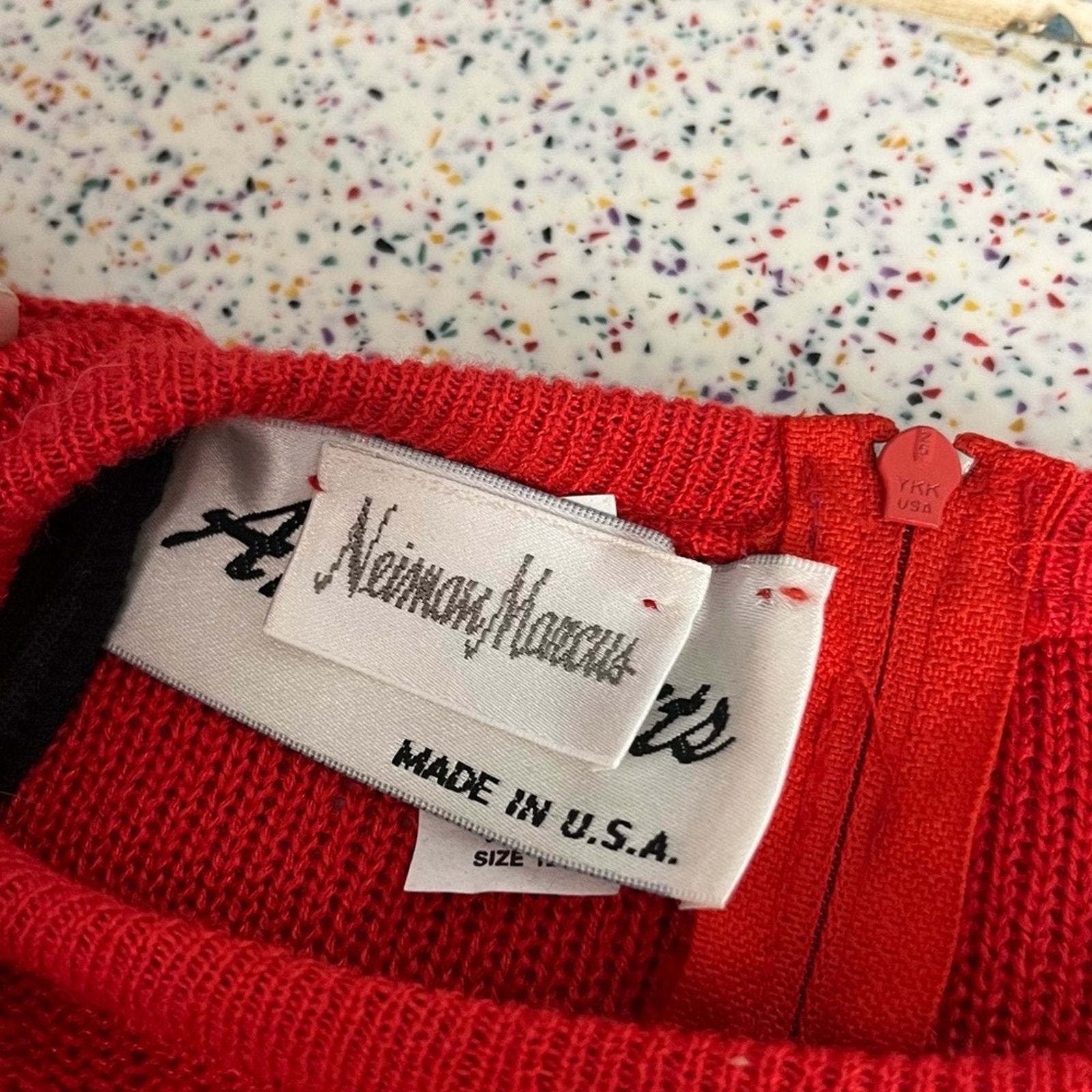 Vintage 90s Neiman Marcus Color Block Chunky Knit Sweater Dress Women's Size 12 — image 8 of 8